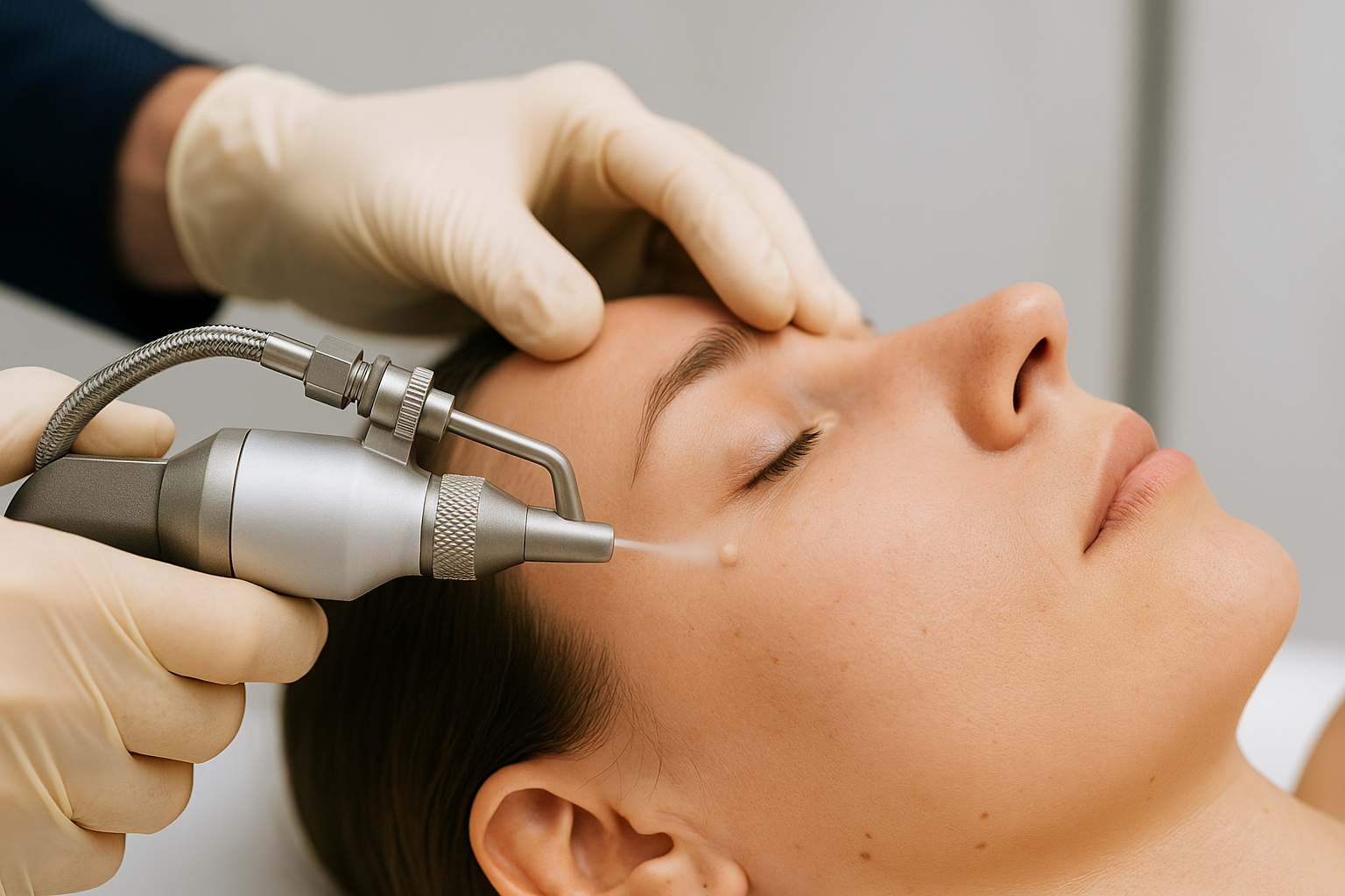 Cryotherapy treatment being applied to a small skin concern